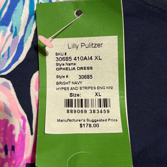 NWT Lilly Pulitzer Ophelia Swing Dress Size XL Hypes & Stripes Navy Pink - Picture 4 of 14